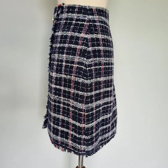 Forever New Multicolour Tweed Faux Wrap Mini Skirt Size 12 - Picture 3 of 7